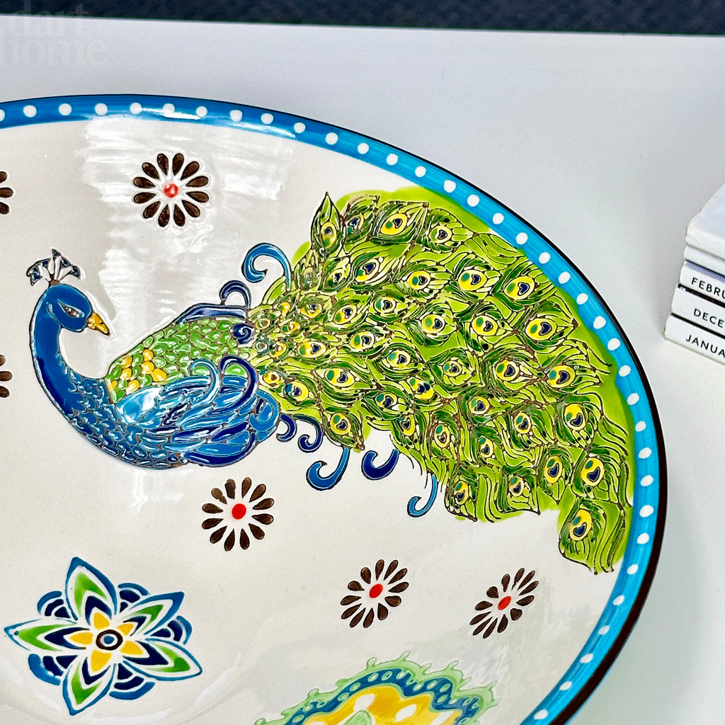 Floral Peacock Patterned Bowl