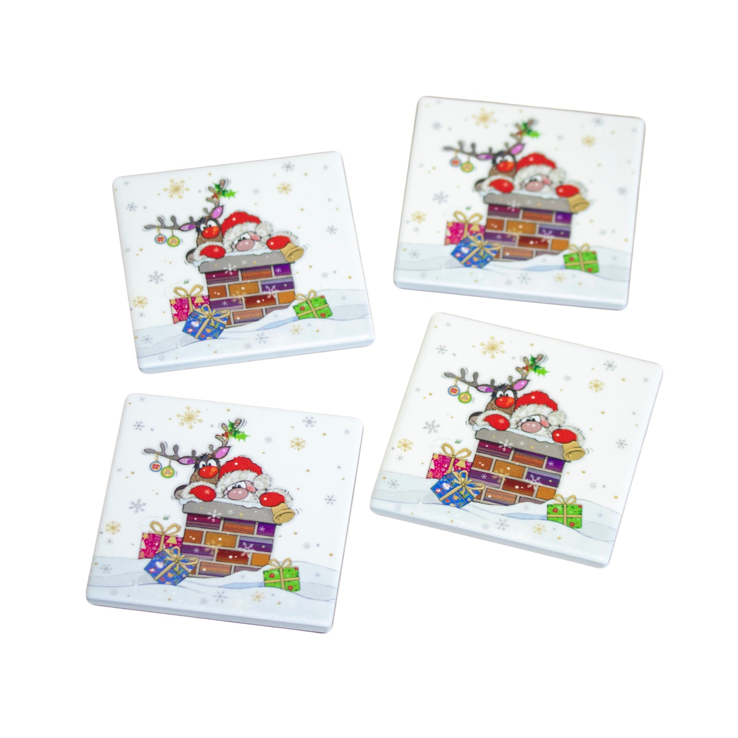 Set mit 4 Weihnachtsmann-Tischsets und Untersetzern