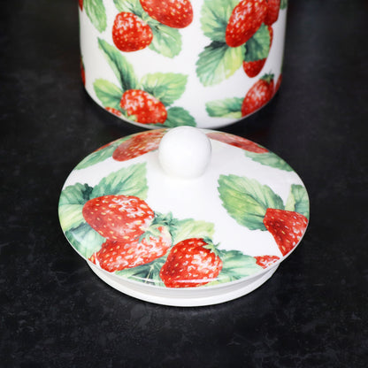 Set Of 3 Strawberry Patch Storage Jars