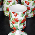 Set Of 3 Strawberry Patch Storage Jars