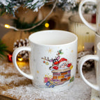 Set Of 4 Christmas Bug Art Santa Claus Mugs
