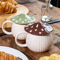Set Of 2 Speckled Mushroom Lid Mugs