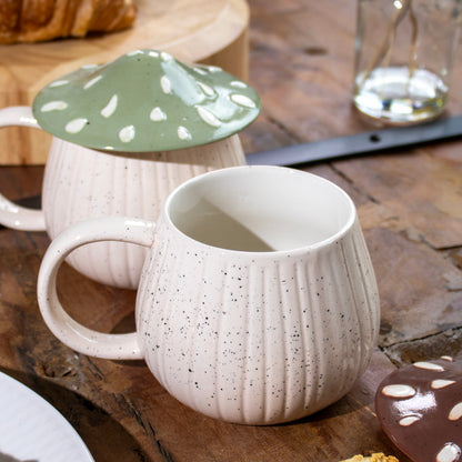 Set Of 2 Speckled Mushroom Lid Mugs