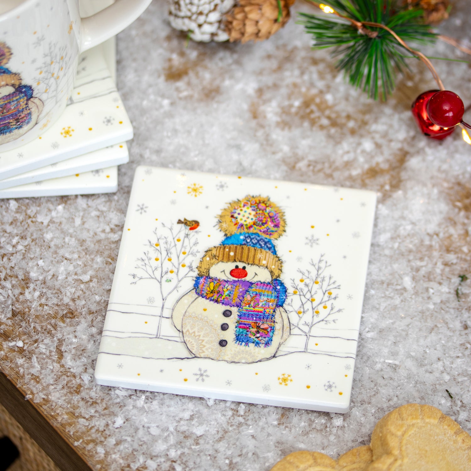 Set mit 4 Weihnachtsmann-Tischsets und Untersetzern