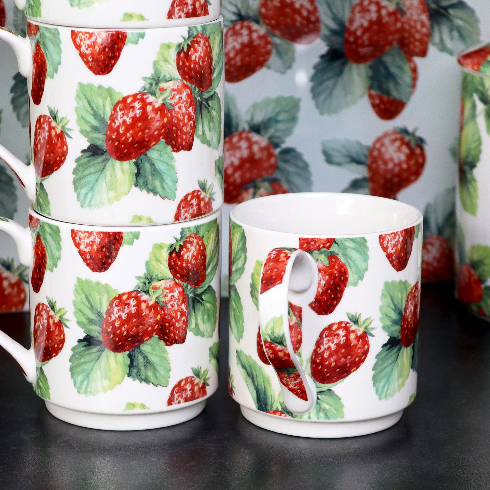 Strawberry Patch Stacking Mugs Set Of 4