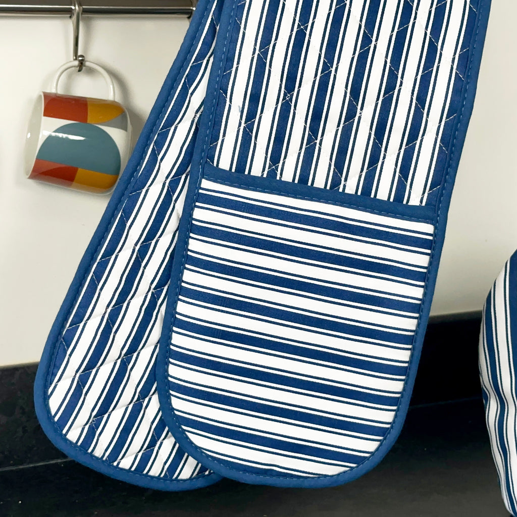 Blue Striped Double Oven Glove