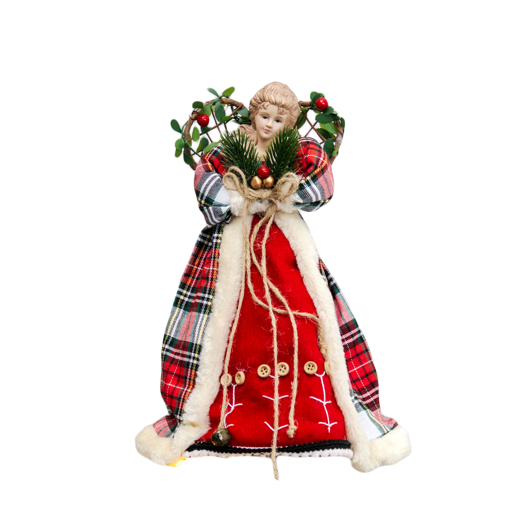 Red Tartan Angel Tree Topper