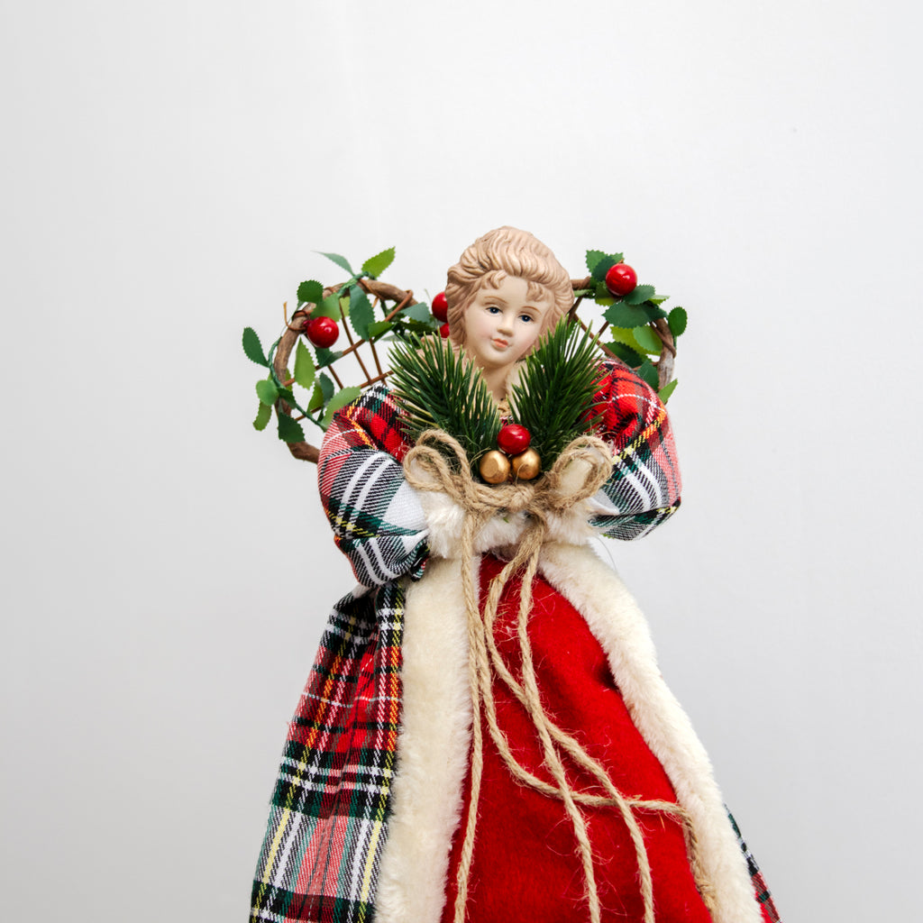 Red Tartan Angel Tree Topper