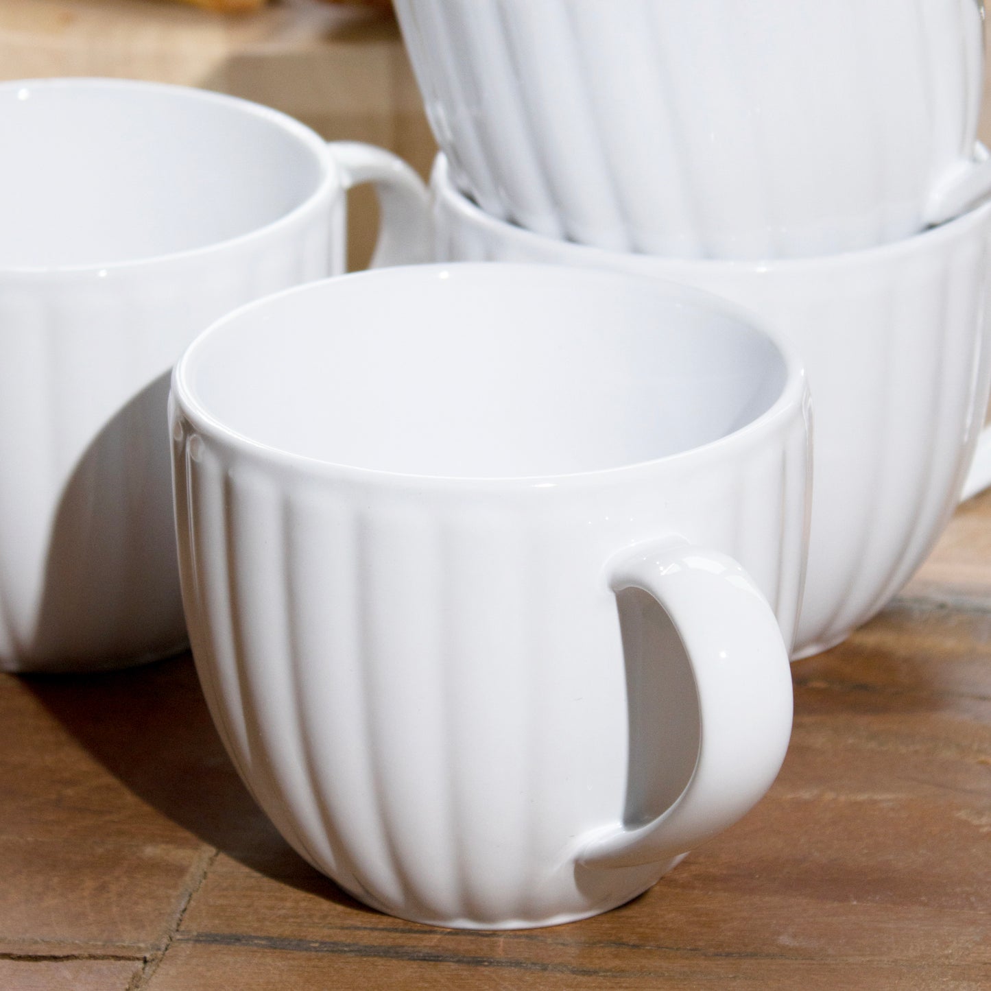 Set Of 4 White Luxe Oversized Mugs