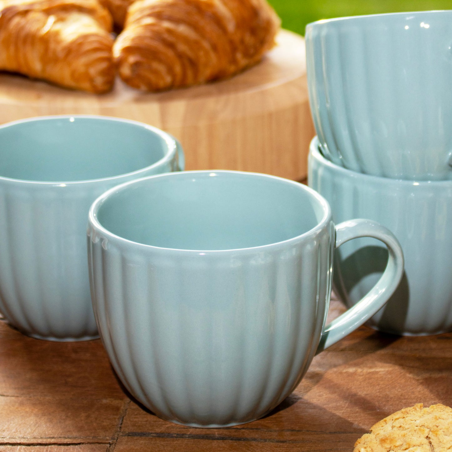 Set Of 4 Duck Egg Blue Luxe Oversized Mugs