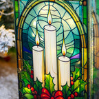 Stained Glass Light Up Christmas Candles Decoration