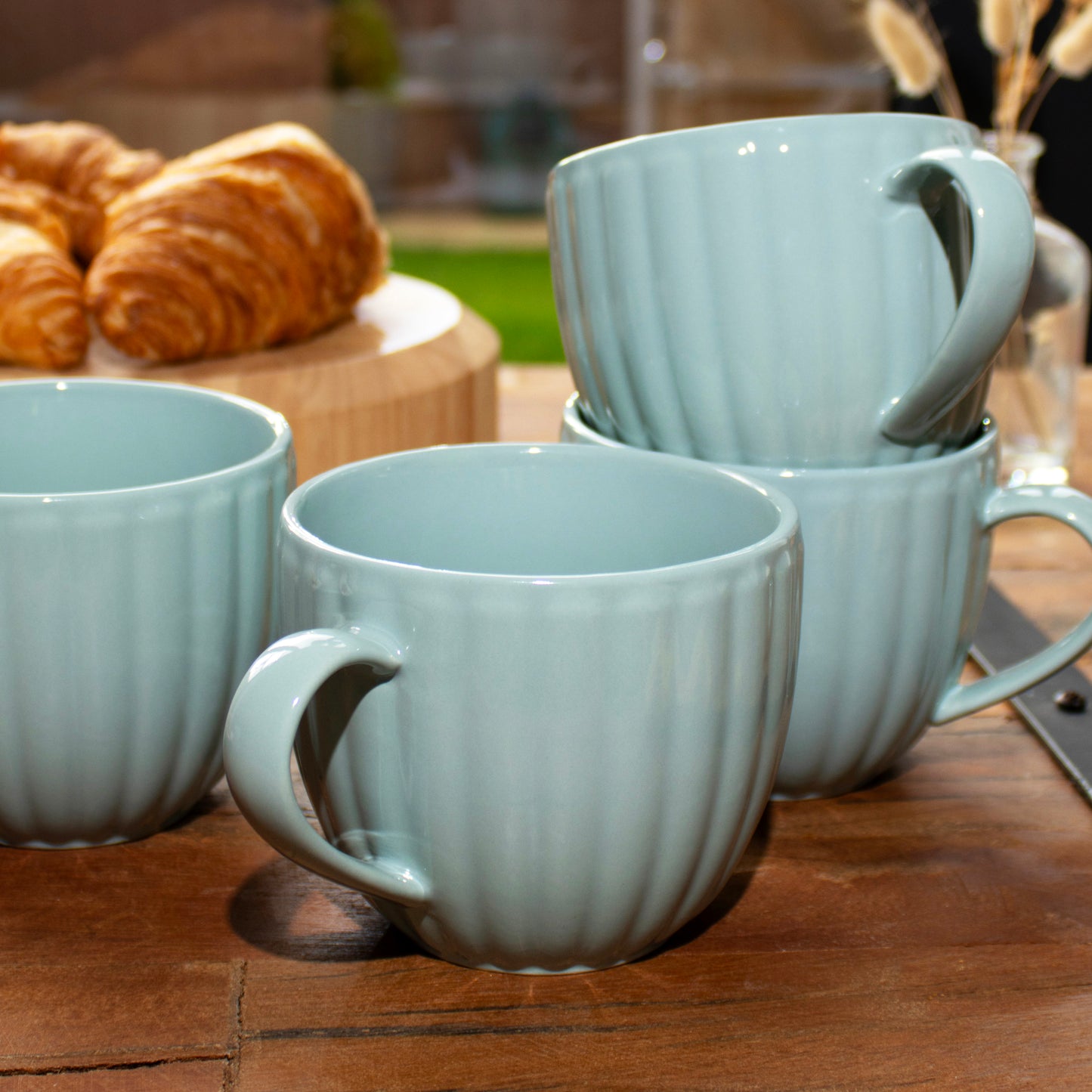 Set Of 4 Duck Egg Blue Luxe Oversized Mugs