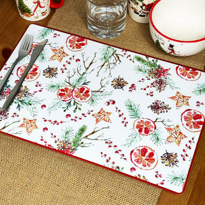 Set Of Christmas Fruit Placemats