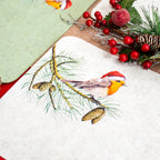 Set Of 4 Green & Cream Christmas Robin Felt Placemats