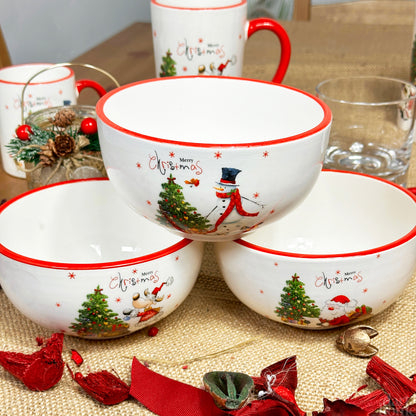 Set Of 3 Merry Christmas Cereal Bowls