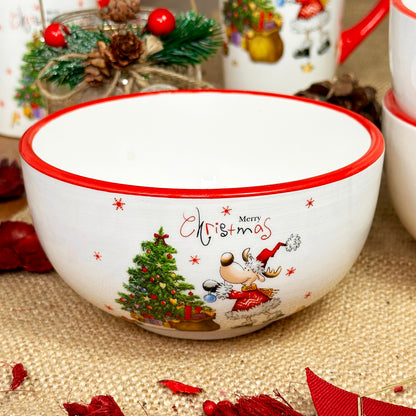 Set Of 3 Merry Christmas Cereal Bowls