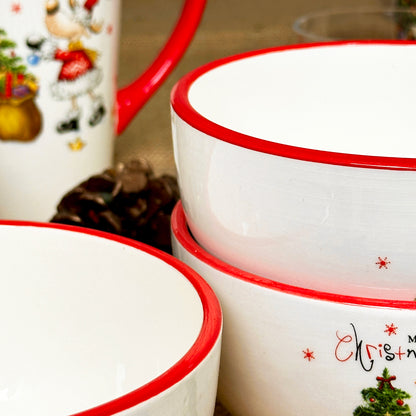 Set Of 3 Merry Christmas Cereal Bowls