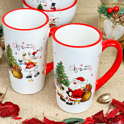 Set mit 2 großen Latte-Tassen „Merry Christmas“.