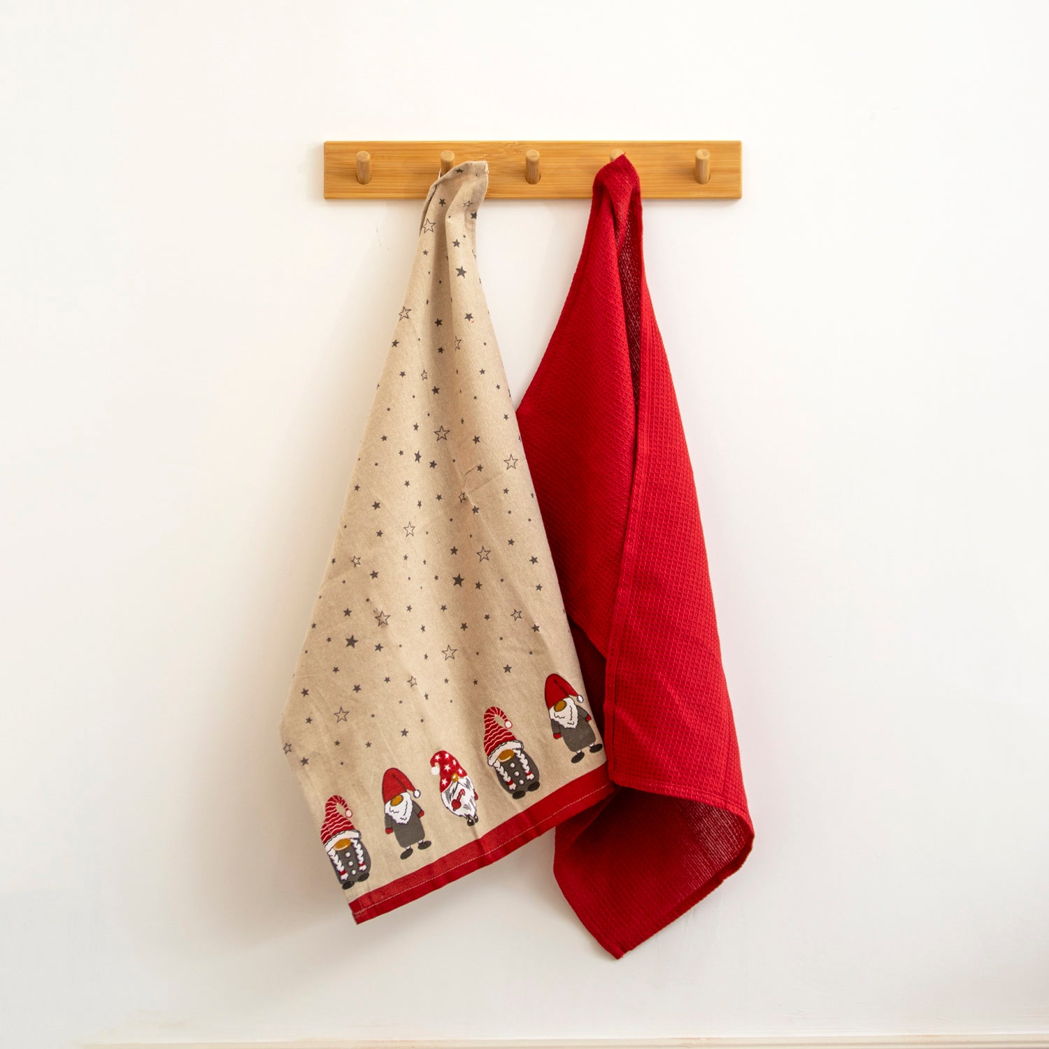 Set Of 2 Christmas Gonk Cotton Tea Towels
