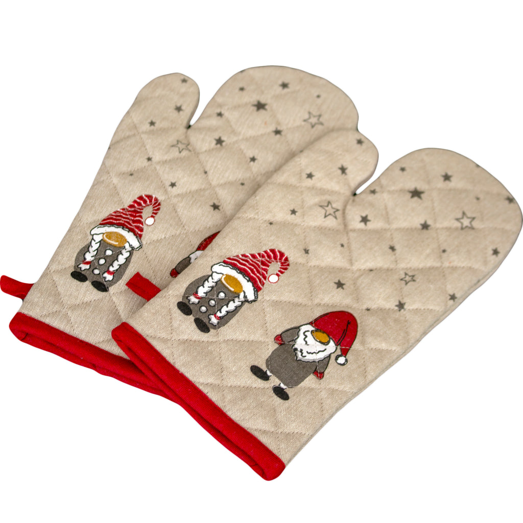 Set Of 2 Cotton Christmas Gonk Oven Mitts