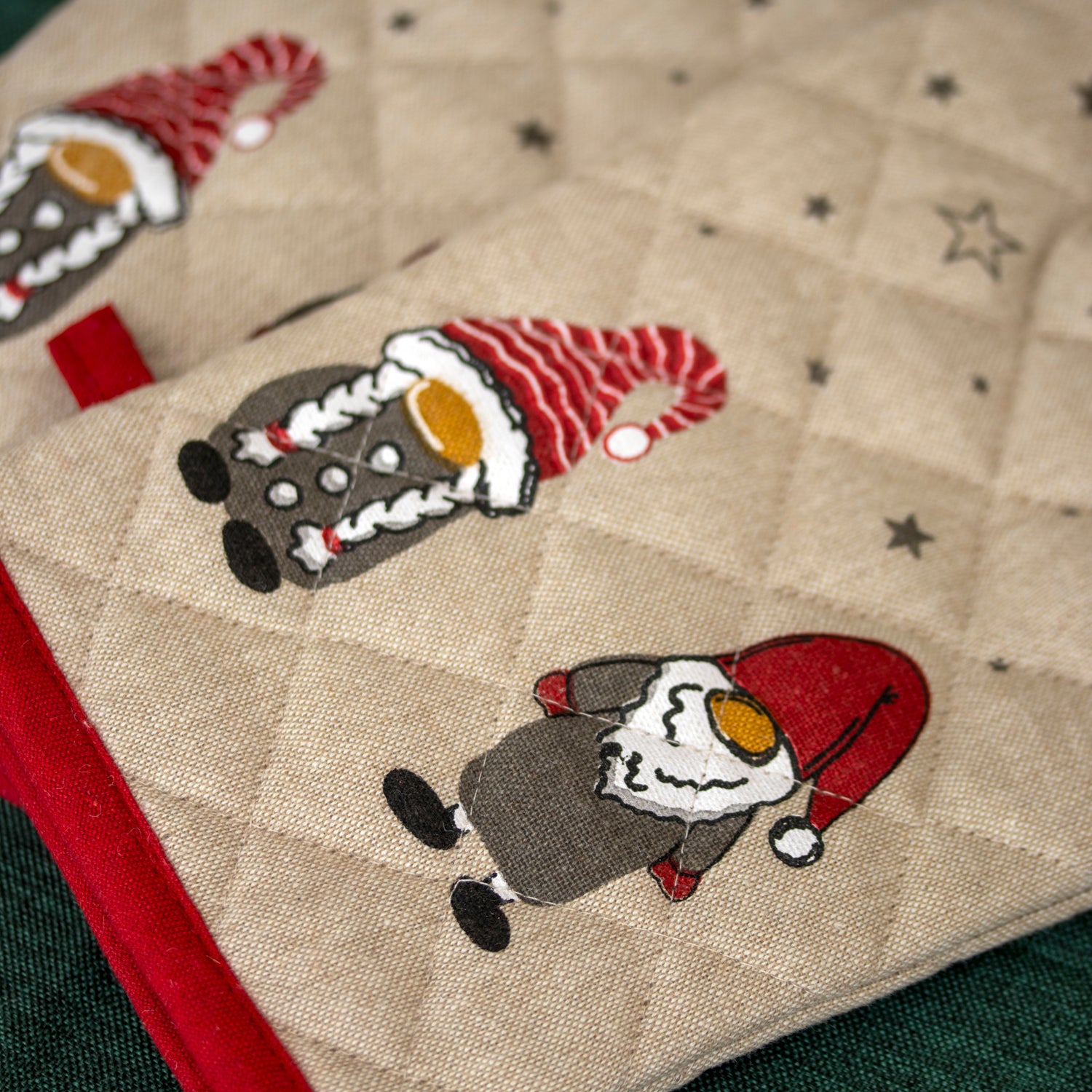 Set Of 2 Cotton Christmas Gonk Oven Mitts