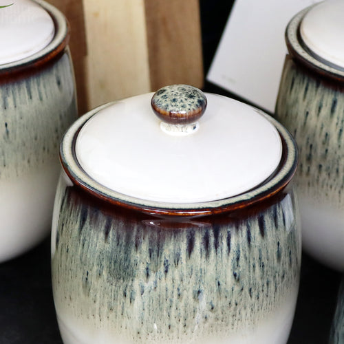 Reactive Glaze Gothic Storage Jars Set Of 3