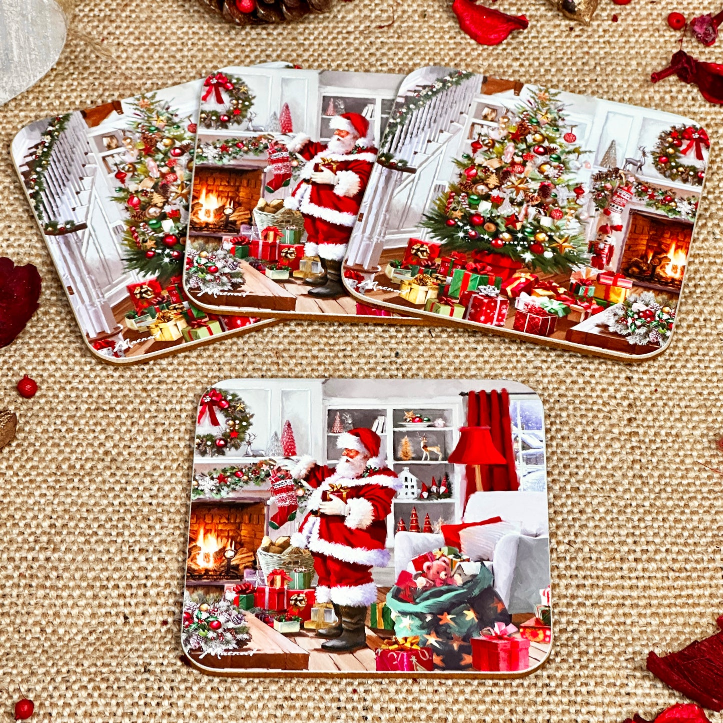 Set Of 4 Santa Claus Coasters