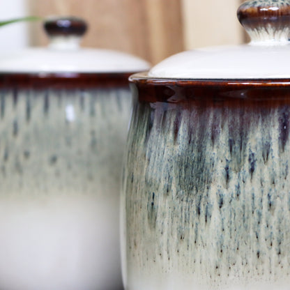 Reactive Glaze Gothic Storage Jars Set Of 3