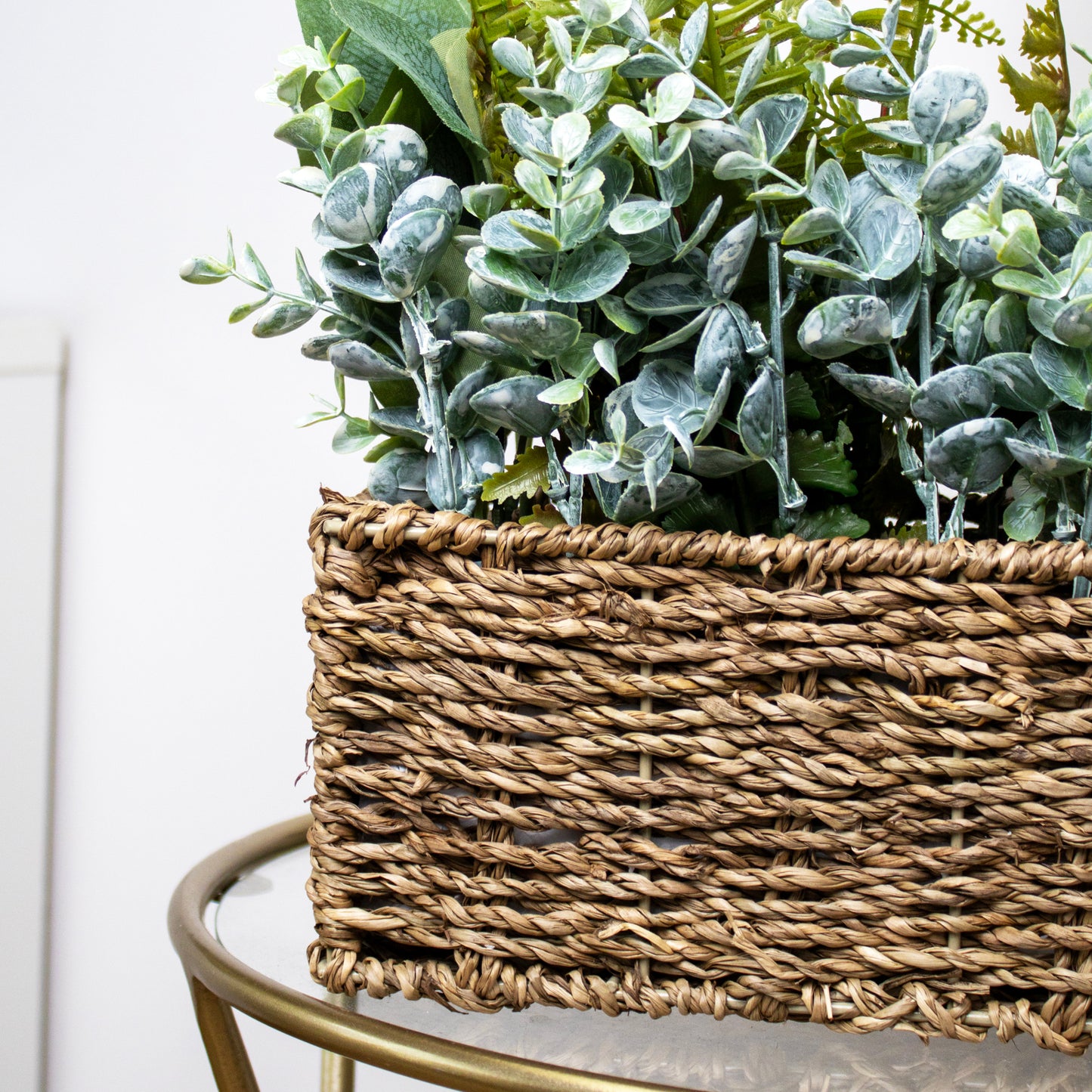 Artificial Fern In Seagrass Basket