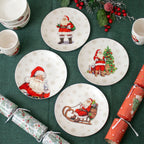 Set Of 4 Father Christmas Print Side Plates