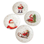 Set Of 4 Father Christmas Print Dinner Plates