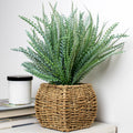 Artificial Fern In Square Seagrass Basket