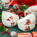 Set Of 4 Father Christmas Print Cereal Bowls