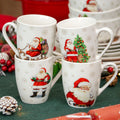 Set Of 4 Father Christmas Print Mugs