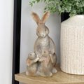 Rustic Hugging Hare And Babies Figurine