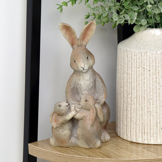 Rustic Cradling Hare And Baby Figurine