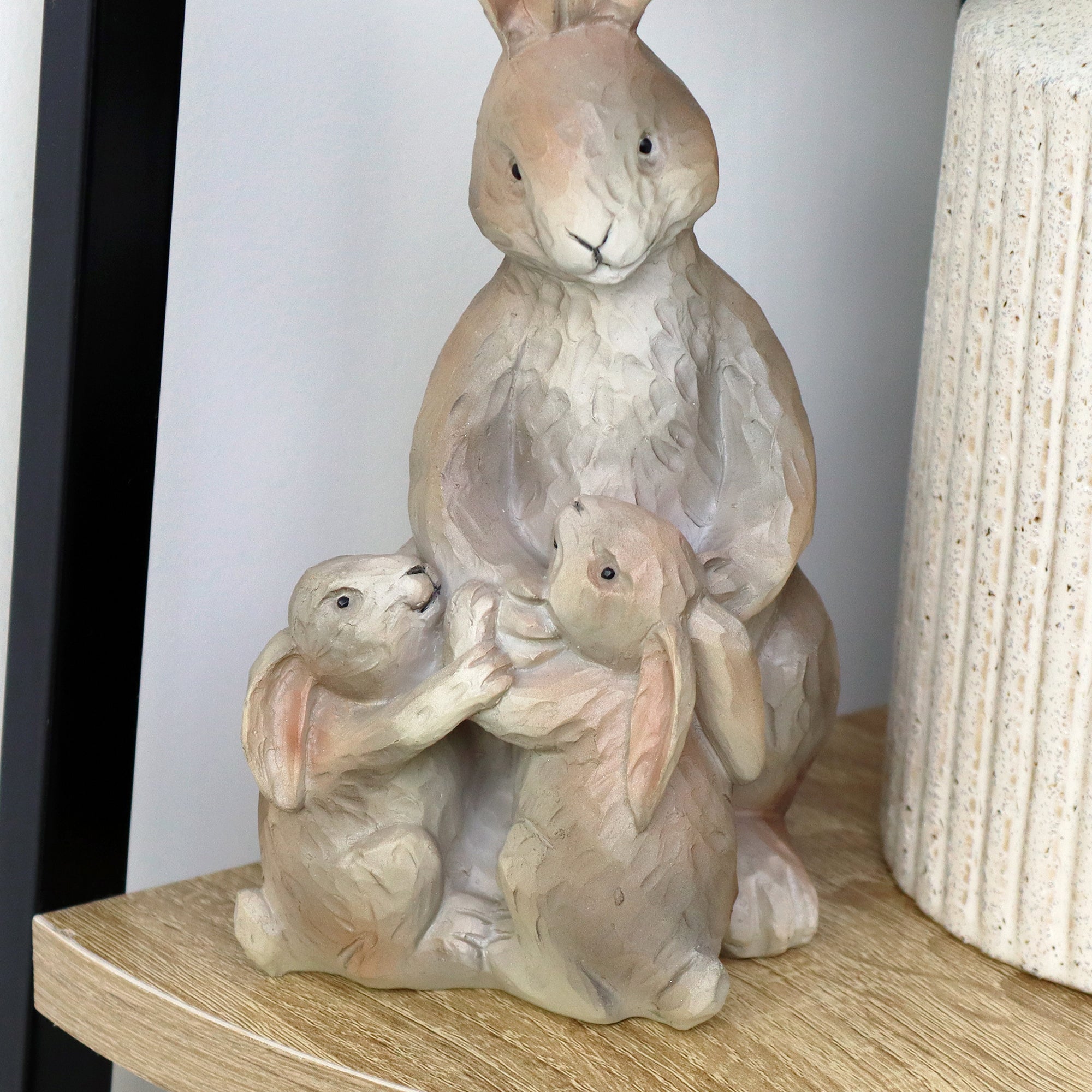 Rustic Cradling Hare And Baby Figurine