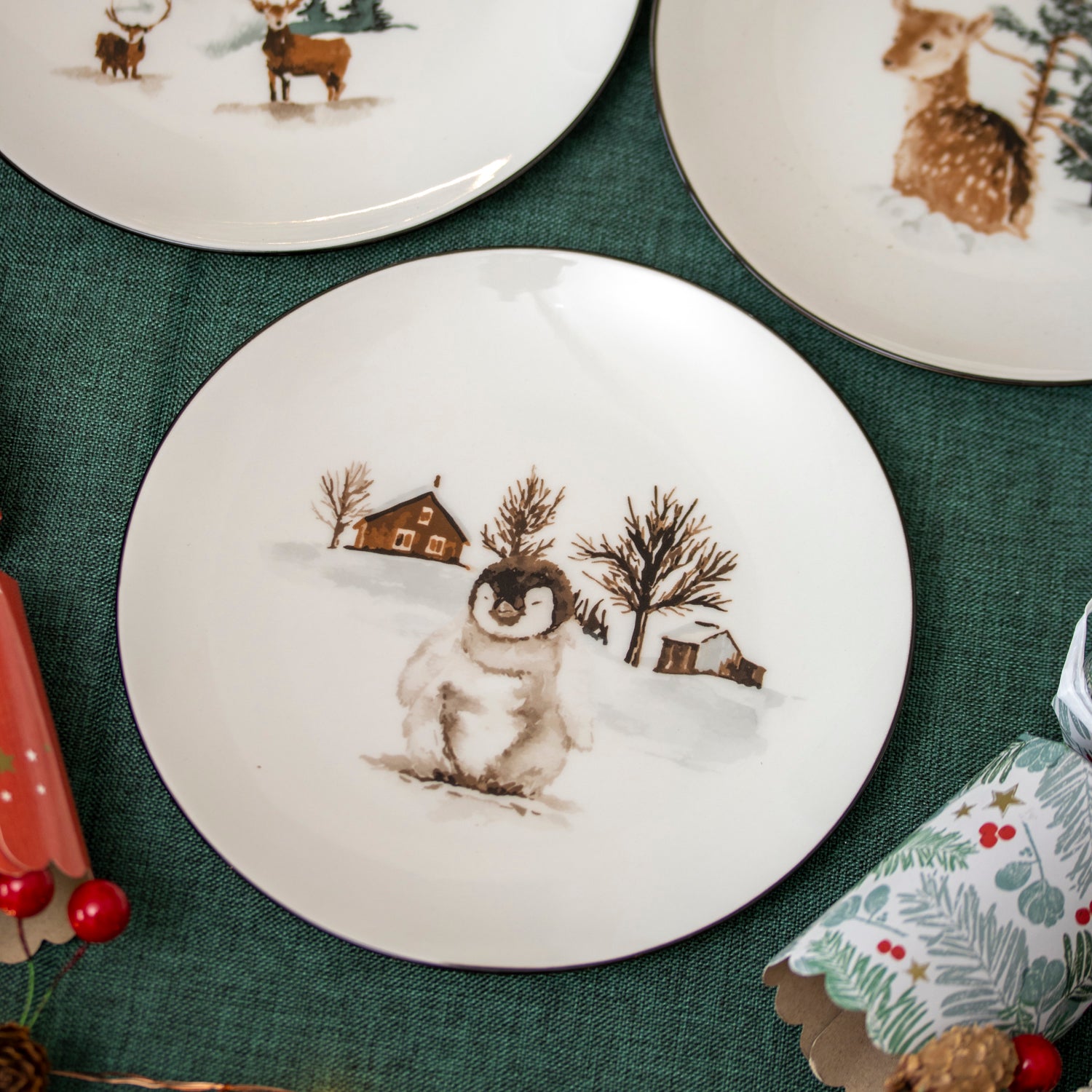 Set Of 6 Winter Wildlife Side Plates