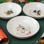 Set Of 6 Winter Wildlife Pasta Bowls