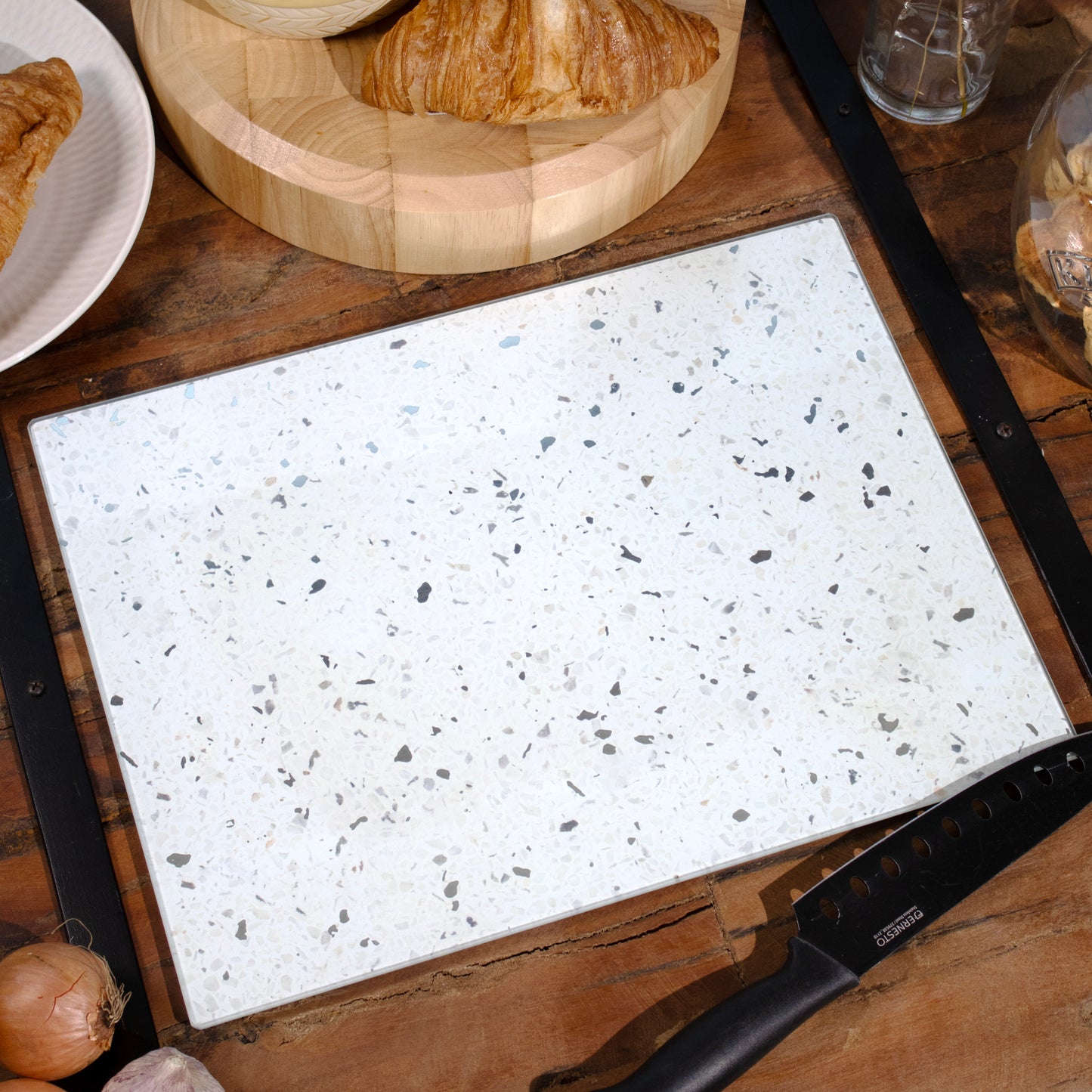 Typhoon White Quartz Glass Chopping Board