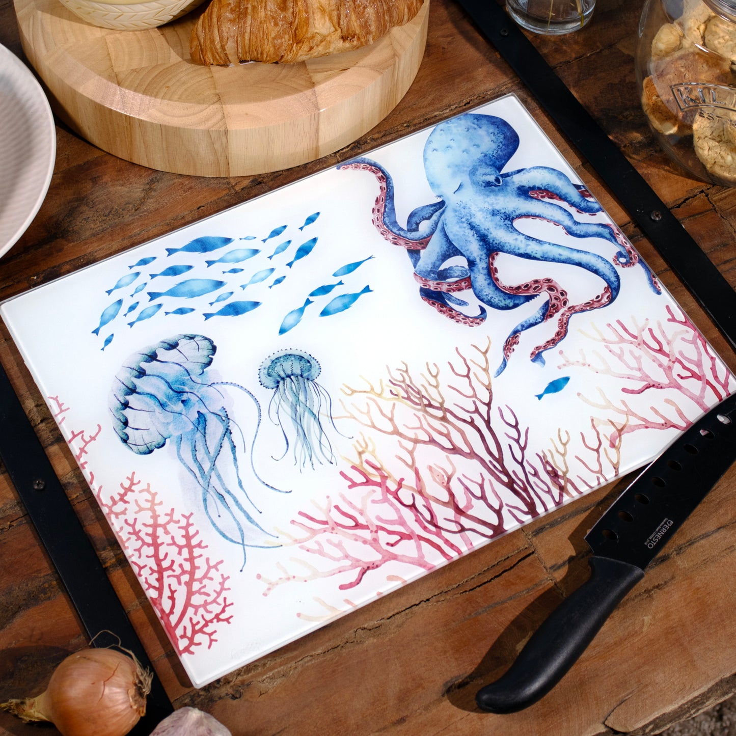 Ocean Floor Glass Chopping Board