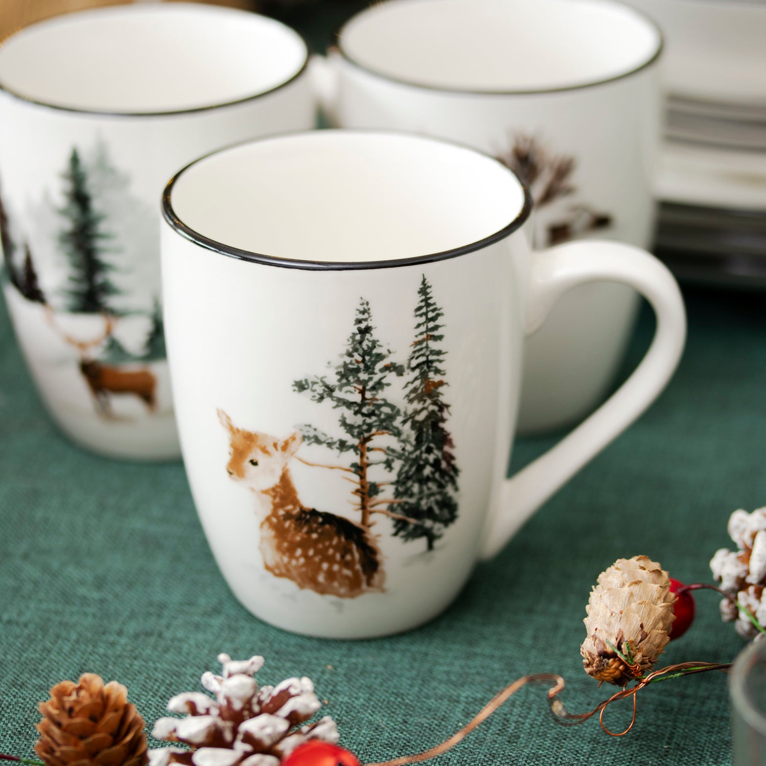 Set Of 6 Winter Wildlife Mugs