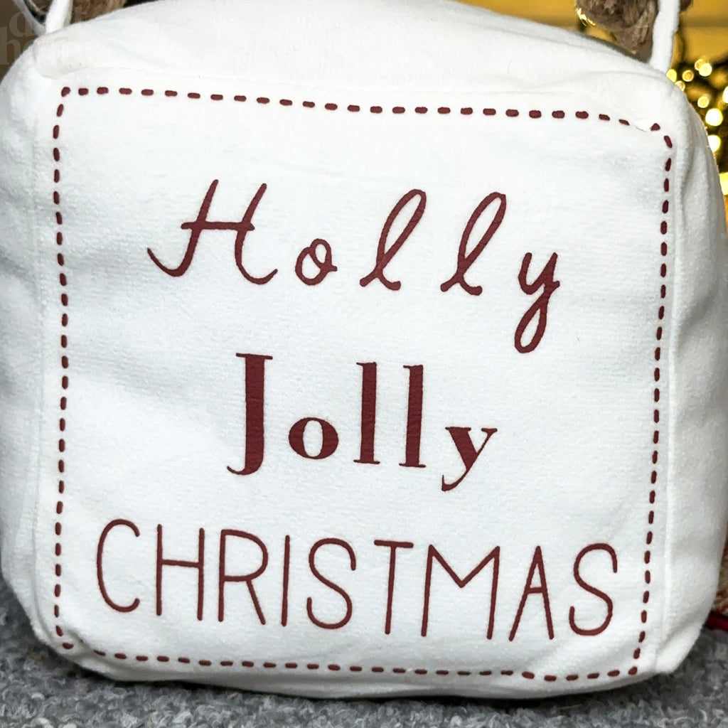 Square Holly Jolly Christmas Doorstop