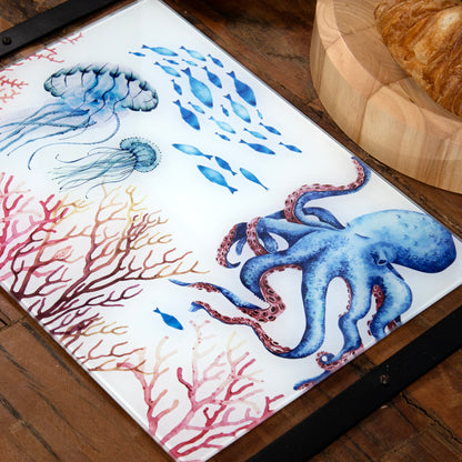 Ocean Floor Glass Chopping Board