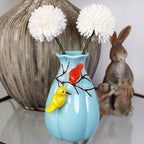 Ceramic Blue Birds Nest Bud Vase