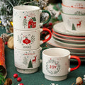 Set Of 4 Speckle Stoneware Christmas Stacking Mugs