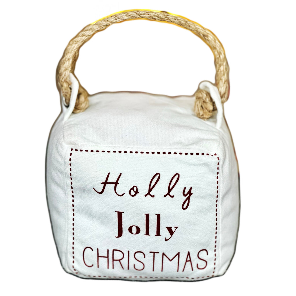 Square Holly Jolly Christmas Doorstop
