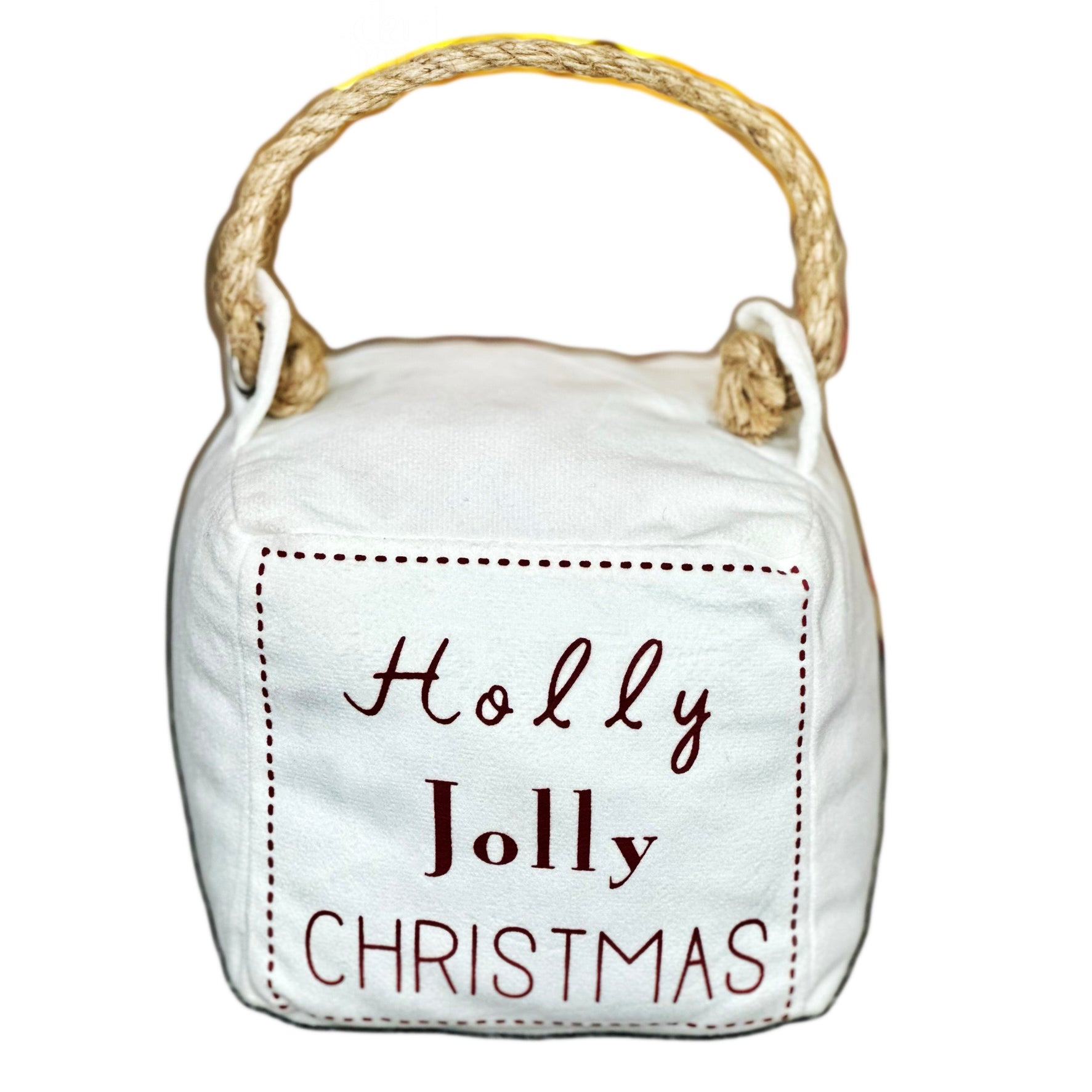 Square Holly Jolly Christmas Doorstop
