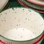Set Of 4 Speckle Stoneware Christmas Cereal Bowls