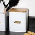 White And Gold Ribbed Cookie Tin